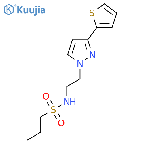 N-{2-3-(thiophen-2-yl)-1H-pyrazol-1-ylethyl}propane-1-sulfonamide structure