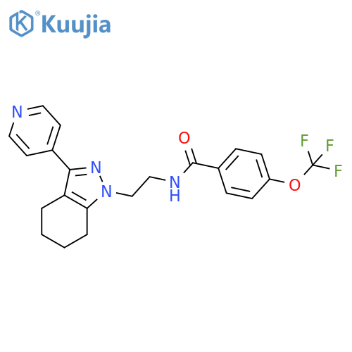 N-{2-[3-(pyridin-4-yl)-4,5,6,7-tetrahydro-1H-indazol-1-yl]ethyl}-4-(trifluoromethoxy)benzamide structure