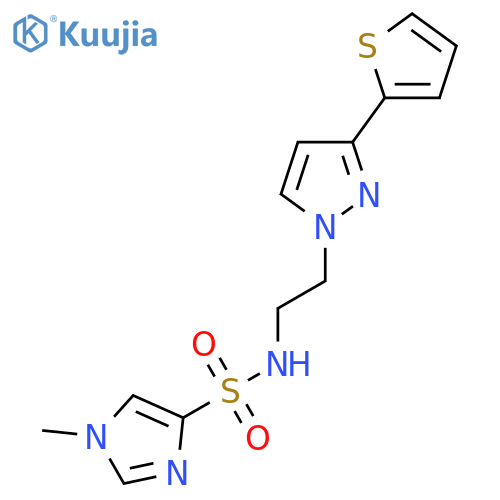 1-methyl-N-{2-3-(thiophen-2-yl)-1H-pyrazol-1-ylethyl}-1H-imidazole-4-sulfonamide structure