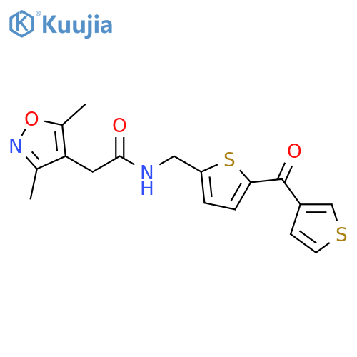 2-(3,5-dimethyl-1,2-oxazol-4-yl)-N-{[5-(thiophene-3-carbonyl)thiophen-2-yl]methyl}acetamide structure
