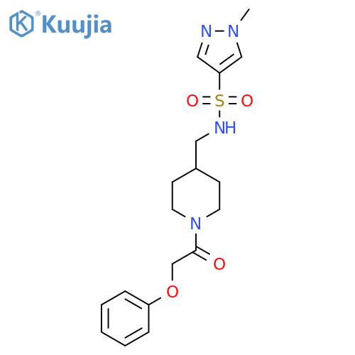 1-methyl-N-{[1-(2-phenoxyacetyl)piperidin-4-yl]methyl}-1H-pyrazole-4-sulfonamide structure