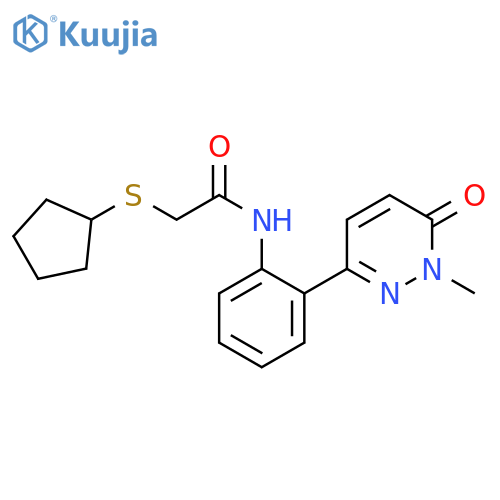 2-(cyclopentylsulfanyl)-N-[2-(1-methyl-6-oxo-1,6-dihydropyridazin-3-yl)phenyl]acetamide structure