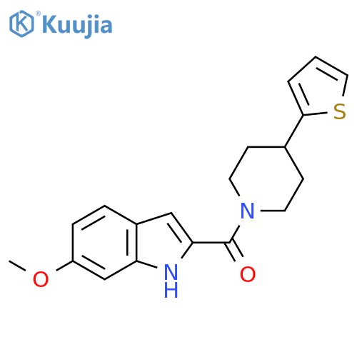 6-methoxy-2-4-(thiophen-2-yl)piperidine-1-carbonyl-1H-indole structure