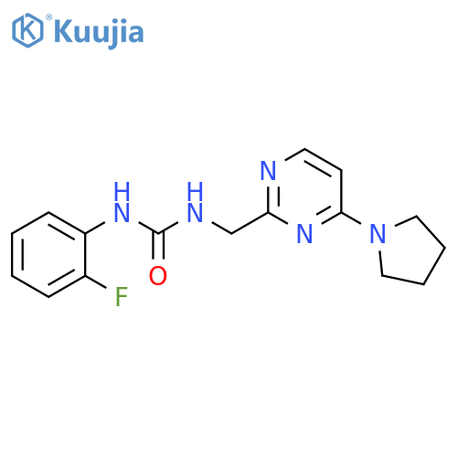1-(2-fluorophenyl)-3-{[4-(pyrrolidin-1-yl)pyrimidin-2-yl]methyl}urea structure