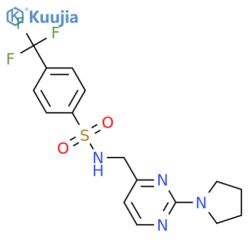 N-{[2-(pyrrolidin-1-yl)pyrimidin-4-yl]methyl}-4-(trifluoromethyl)benzene-1-sulfonamide structure