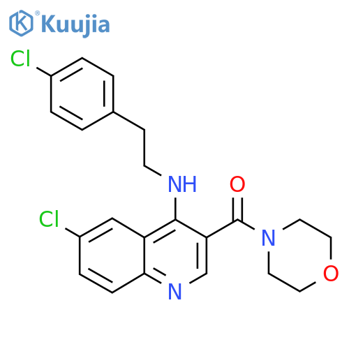 6-chloro-N-[2-(4-chlorophenyl)ethyl]-3-(morpholine-4-carbonyl)quinolin-4-amine structure