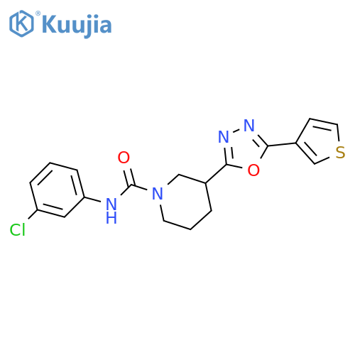 N-(3-chlorophenyl)-3-[5-(thiophen-3-yl)-1,3,4-oxadiazol-2-yl]piperidine-1-carboxamide structure