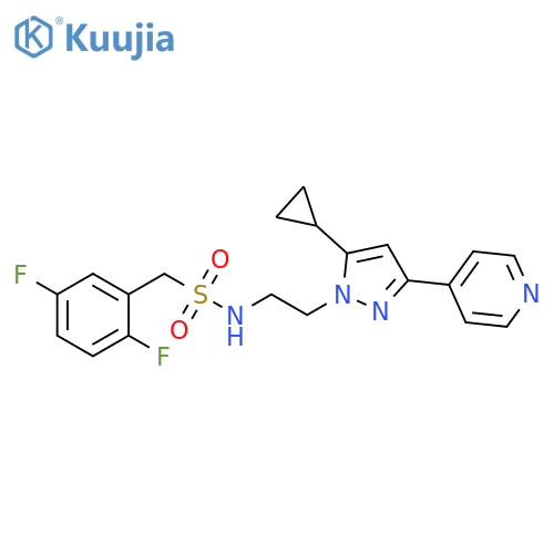 N-{2-[5-cyclopropyl-3-(pyridin-4-yl)-1H-pyrazol-1-yl]ethyl}-1-(2,5-difluorophenyl)methanesulfonamide structure