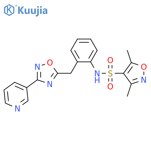 3,5-dimethyl-N-(2-{[3-(pyridin-3-yl)-1,2,4-oxadiazol-5-yl]methyl}phenyl)-1,2-oxazole-4-sulfonamide structure