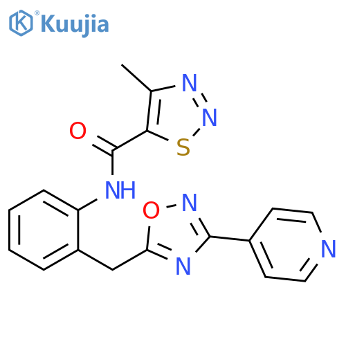 4-methyl-N-(2-{[3-(pyridin-4-yl)-1,2,4-oxadiazol-5-yl]methyl}phenyl)-1,2,3-thiadiazole-5-carboxamide structure
