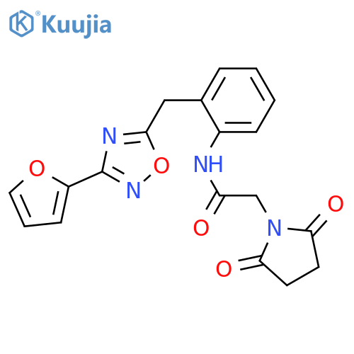 2-(2,5-dioxopyrrolidin-1-yl)-N-(2-{[3-(furan-2-yl)-1,2,4-oxadiazol-5-yl]methyl}phenyl)acetamide structure