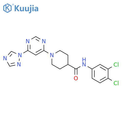N-(3,4-dichlorophenyl)-1-[6-(1,2,4-triazol-1-yl)pyrimidin-4-yl]piperidine-4-carboxamide structure
