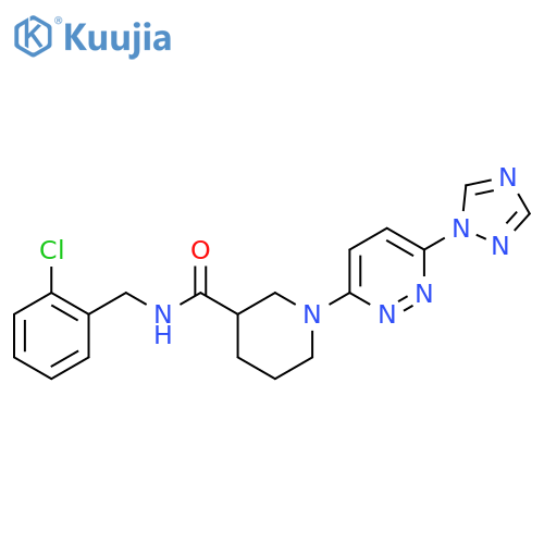 1-(6-(1H-1,2,4-triazol-1-yl)pyridazin-3-yl)-N-(2-chlorobenzyl)piperidine-3-carboxamide structure