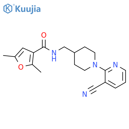 N-{[1-(3-cyanopyridin-2-yl)piperidin-4-yl]methyl}-2,5-dimethylfuran-3-carboxamide structure
