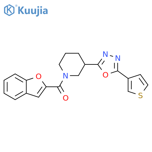 1-(1-benzofuran-2-carbonyl)-3-[5-(thiophen-3-yl)-1,3,4-oxadiazol-2-yl]piperidine structure