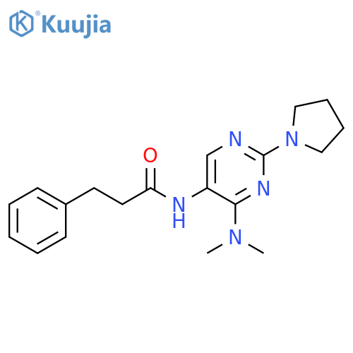 N-[4-(dimethylamino)-2-(pyrrolidin-1-yl)pyrimidin-5-yl]-3-phenylpropanamide structure