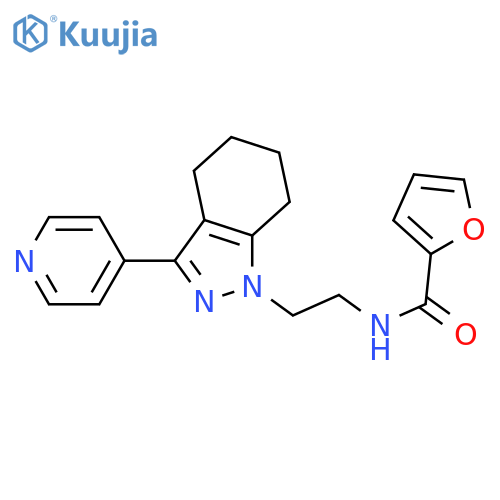 N-{2-[3-(pyridin-4-yl)-4,5,6,7-tetrahydro-1H-indazol-1-yl]ethyl}furan-2-carboxamide structure