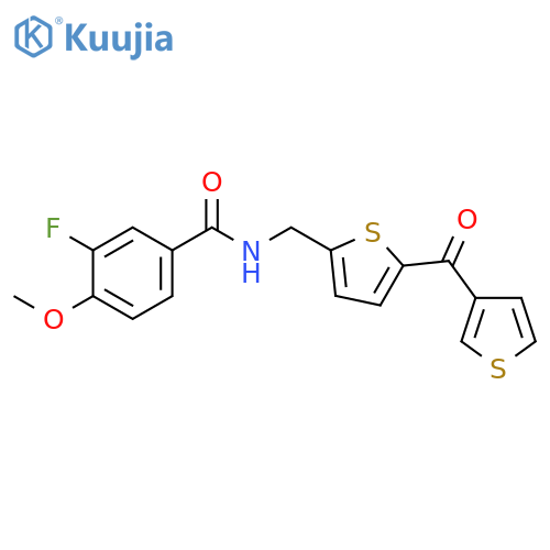 3-fluoro-4-methoxy-N-{[5-(thiophene-3-carbonyl)thiophen-2-yl]methyl}benzamide structure