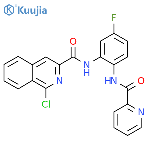1-chloro-N-[5-fluoro-2-(pyridine-2-amido)phenyl]isoquinoline-3-carboxamide structure