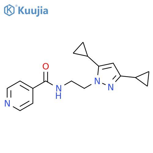 N-[2-(3,5-dicyclopropyl-1H-pyrazol-1-yl)ethyl]pyridine-4-carboxamide structure