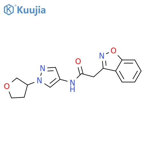 2-(1,2-benzoxazol-3-yl)-N-[1-(oxolan-3-yl)pyrazol-4-yl]acetamide structure