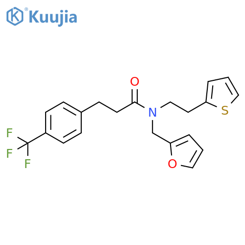 N-[(furan-2-yl)methyl]-N-[2-(thiophen-2-yl)ethyl]-3-[4-(trifluoromethyl)phenyl]propanamide structure
