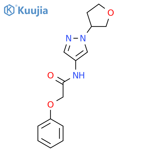 2-phenoxy-N-(1-(tetrahydrofuran-3-yl)-1H-pyrazol-4-yl)acetamide structure