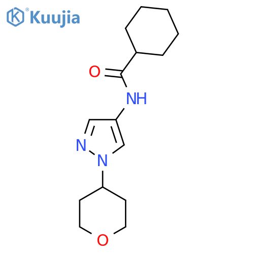 N-(1-(tetrahydro-2H-pyran-4-yl)-1H-pyrazol-4-yl)cyclohexanecarboxamide structure