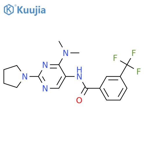N-[4-(dimethylamino)-2-(pyrrolidin-1-yl)pyrimidin-5-yl]-3-(trifluoromethyl)benzamide structure