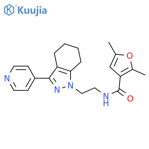 2,5-dimethyl-N-{2-[3-(pyridin-4-yl)-4,5,6,7-tetrahydro-1H-indazol-1-yl]ethyl}furan-3-carboxamide structure