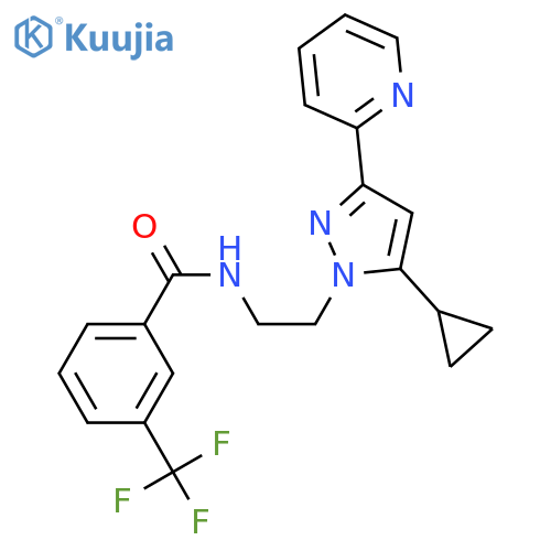 N-{2-[5-cyclopropyl-3-(pyridin-2-yl)-1H-pyrazol-1-yl]ethyl}-3-(trifluoromethyl)benzamide structure