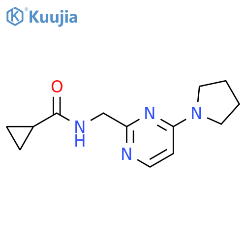N-{[4-(pyrrolidin-1-yl)pyrimidin-2-yl]methyl}cyclopropanecarboxamide structure
