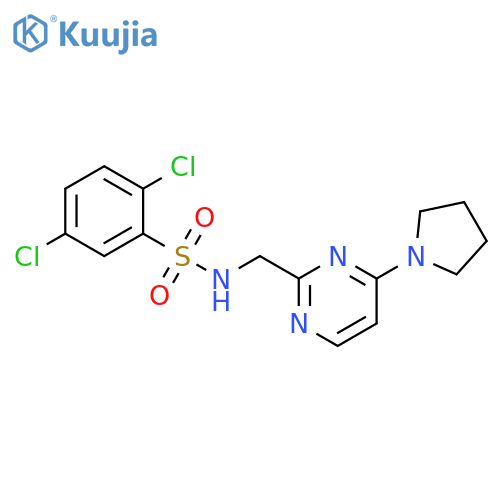 2,5-dichloro-N-{[4-(pyrrolidin-1-yl)pyrimidin-2-yl]methyl}benzene-1-sulfonamide structure