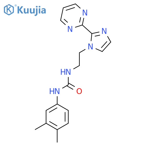1-(3,4-dimethylphenyl)-3-{2-2-(pyrimidin-2-yl)-1H-imidazol-1-ylethyl}urea structure