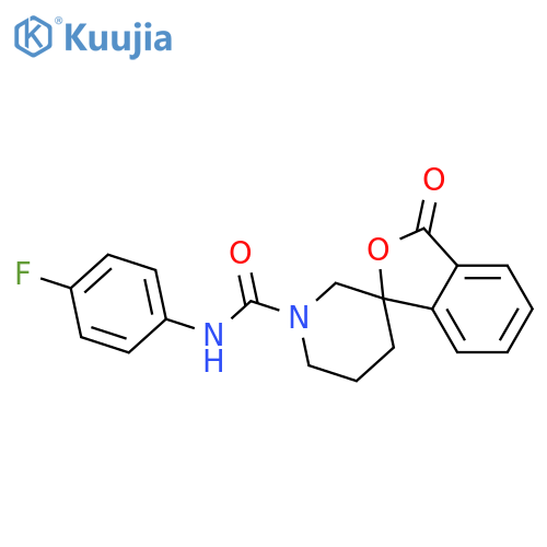 N-(4-fluorophenyl)-3-oxo-3H-spiro[2-benzofuran-1,3'-piperidine]-1'-carboxamide structure