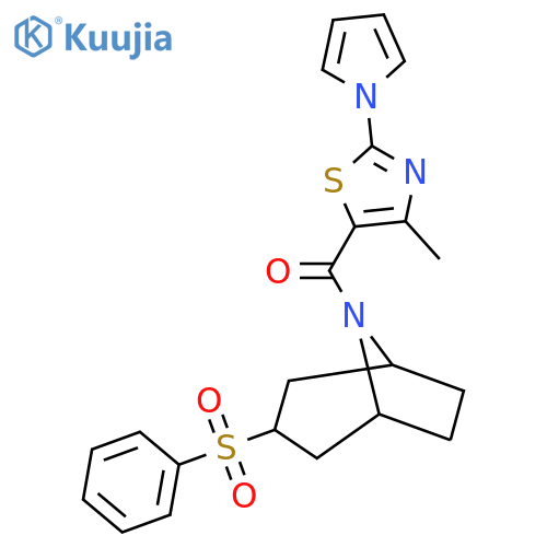 3-(benzenesulfonyl)-8-4-methyl-2-(1H-pyrrol-1-yl)-1,3-thiazole-5-carbonyl-8-azabicyclo3.2.1octane structure