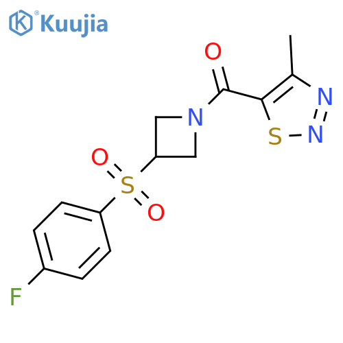 5-3-(4-fluorobenzenesulfonyl)azetidine-1-carbonyl-4-methyl-1,2,3-thiadiazole structure