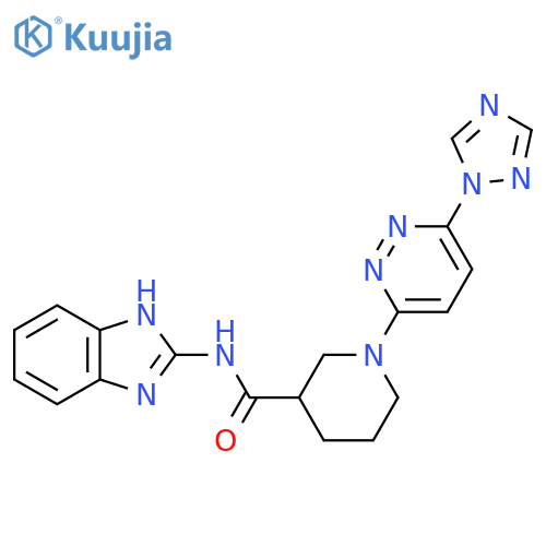 1-(6-(1H-1,2,4-triazol-1-yl)pyridazin-3-yl)-N-(1H-benzo[d]imidazol-2-yl)piperidine-3-carboxamide structure