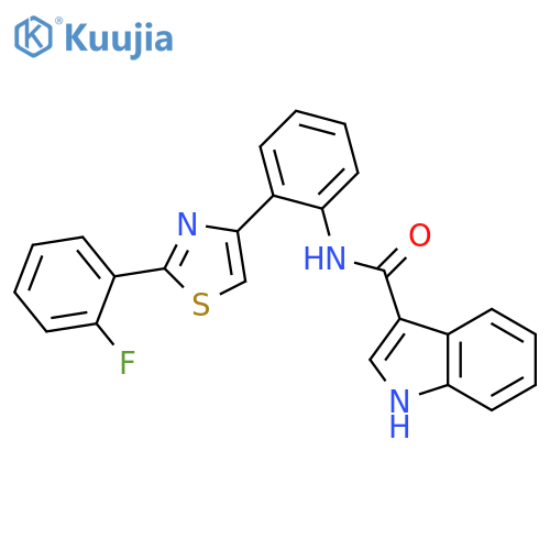 N-[2-[2-(2-fluorophenyl)-1,3-thiazol-4-yl]phenyl]-1H-indole-3-carboxamide structure