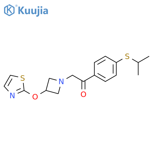 2-(4-propan-2-ylsulfanylphenyl)-1-[3-(1,3-thiazol-2-yloxy)azetidin-1-yl]ethanone structure
