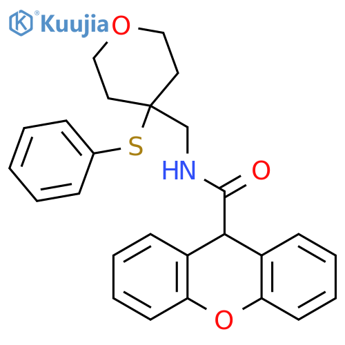 N-{[4-(phenylsulfanyl)oxan-4-yl]methyl}-9H-xanthene-9-carboxamide structure