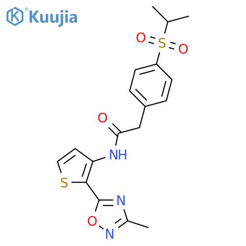 N-[2-(3-methyl-1,2,4-oxadiazol-5-yl)thiophen-3-yl]-2-[4-(propane-2-sulfonyl)phenyl]acetamide structure