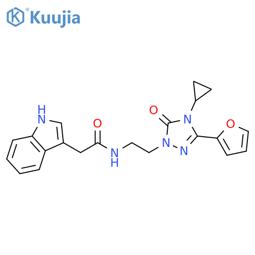N-{2-[4-cyclopropyl-3-(furan-2-yl)-5-oxo-4,5-dihydro-1H-1,2,4-triazol-1-yl]ethyl}-2-(1H-indol-3-yl)acetamide structure