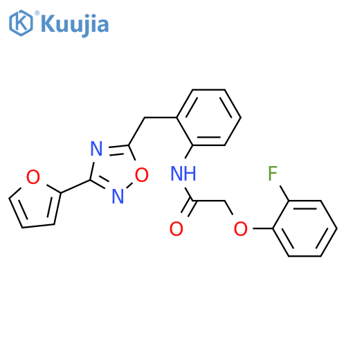 2-(2-fluorophenoxy)-N-(2-{[3-(furan-2-yl)-1,2,4-oxadiazol-5-yl]methyl}phenyl)acetamide structure