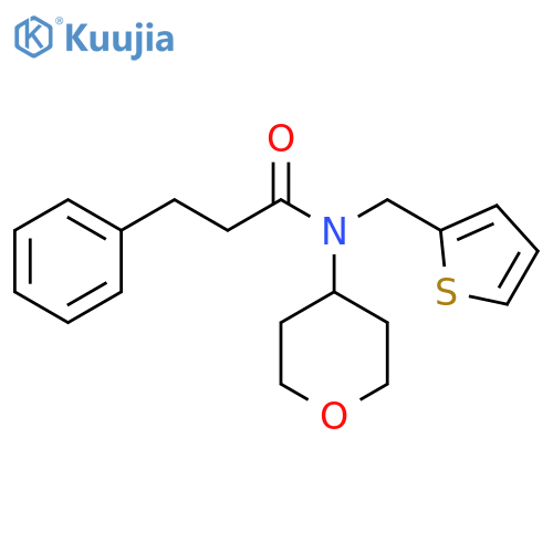 N-(oxan-4-yl)-3-phenyl-N-[(thiophen-2-yl)methyl]propanamide structure