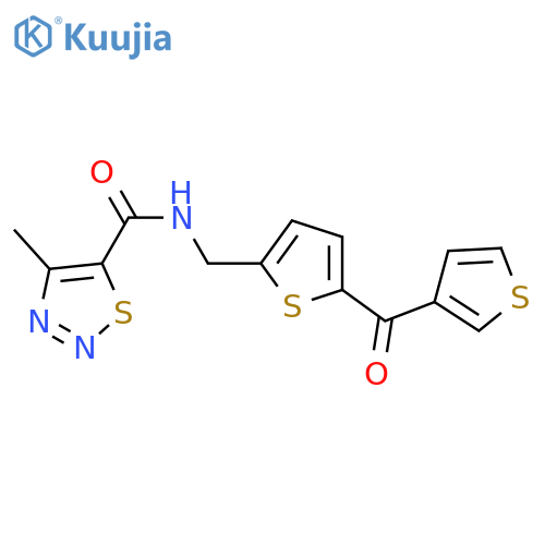 4-methyl-N-{[5-(thiophene-3-carbonyl)thiophen-2-yl]methyl}-1,2,3-thiadiazole-5-carboxamide structure