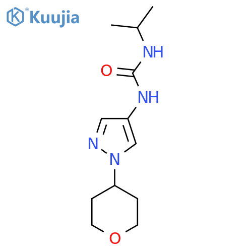 1-isopropyl-3-(1-(tetrahydro-2H-pyran-4-yl)-1H-pyrazol-4-yl)urea structure