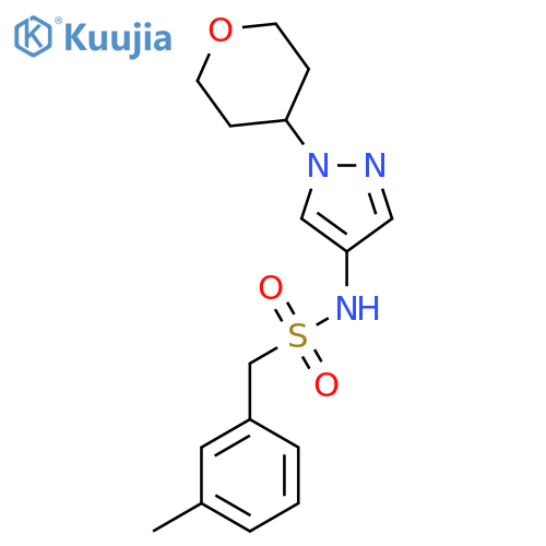 N-(1-(tetrahydro-2H-pyran-4-yl)-1H-pyrazol-4-yl)-1-(m-tolyl)methanesulfonamide structure
