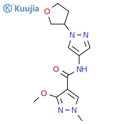 3-methoxy-1-methyl-N-(1-(tetrahydrofuran-3-yl)-1H-pyrazol-4-yl)-1H-pyrazole-4-carboxamide structure