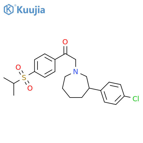 1-[3-(4-chlorophenyl)azepan-1-yl]-2-(4-propan-2-ylsulfonylphenyl)ethanone structure